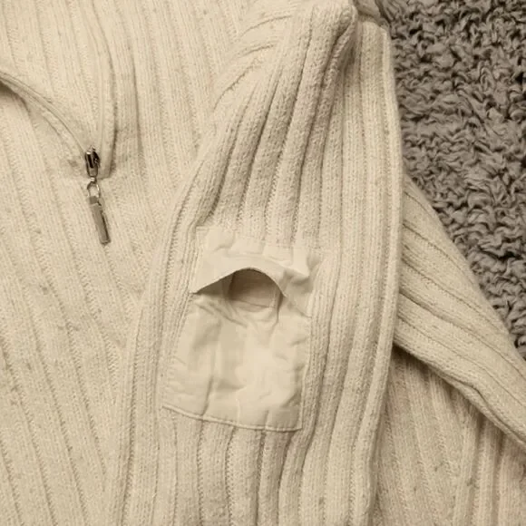 Liz Claireborne Ribbed Womans XL Pullover Sweater 1/4 zip. Oatmeal Color - Picture 7 of 12